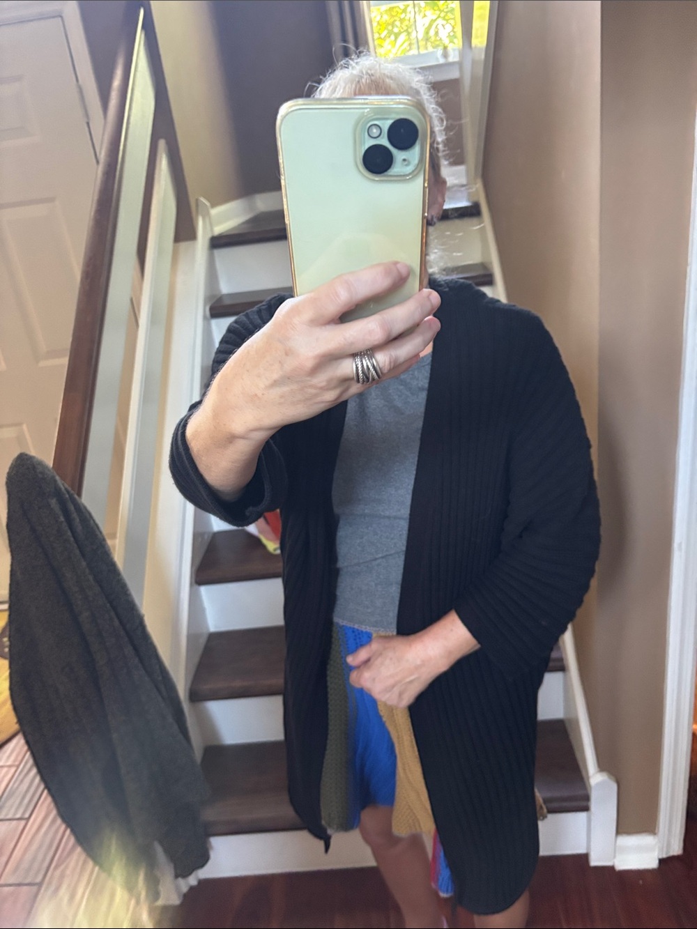 Black Ribbed women’s Open-Front Sweater Cardigan